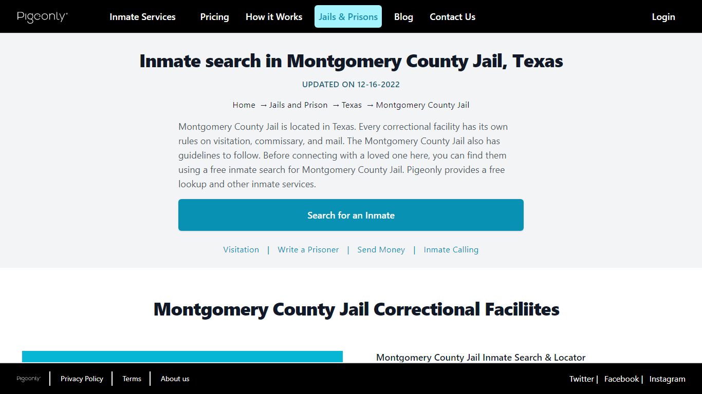Inmate Search Montgomery County Jail, Texas | Pigeonly